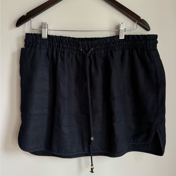 🌺Michael Kors Mini Blue Linen Skirt Pockets - Picture 1 of 7